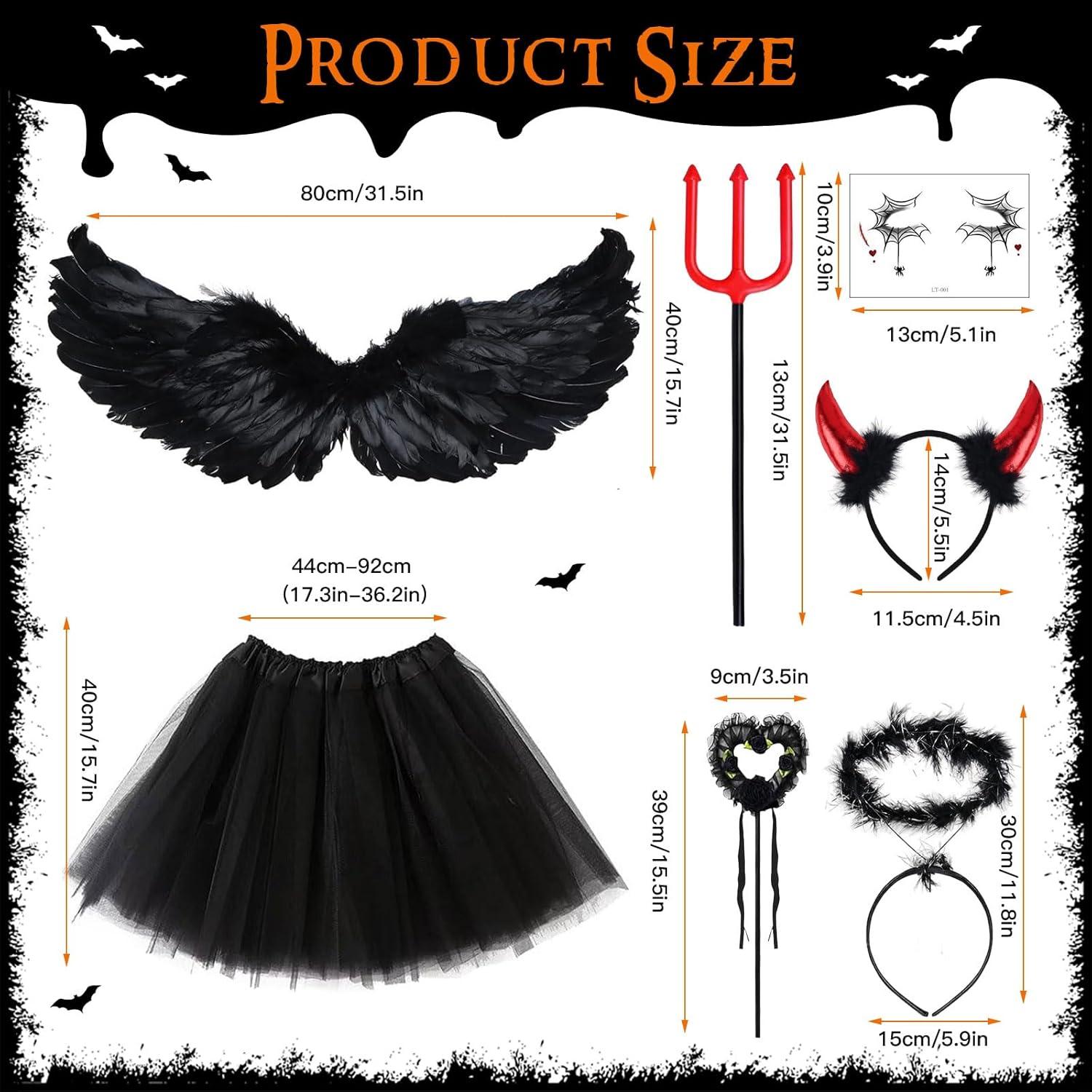 Teufel Kostüm Schwarz Engel Halloween Damen Mädchen