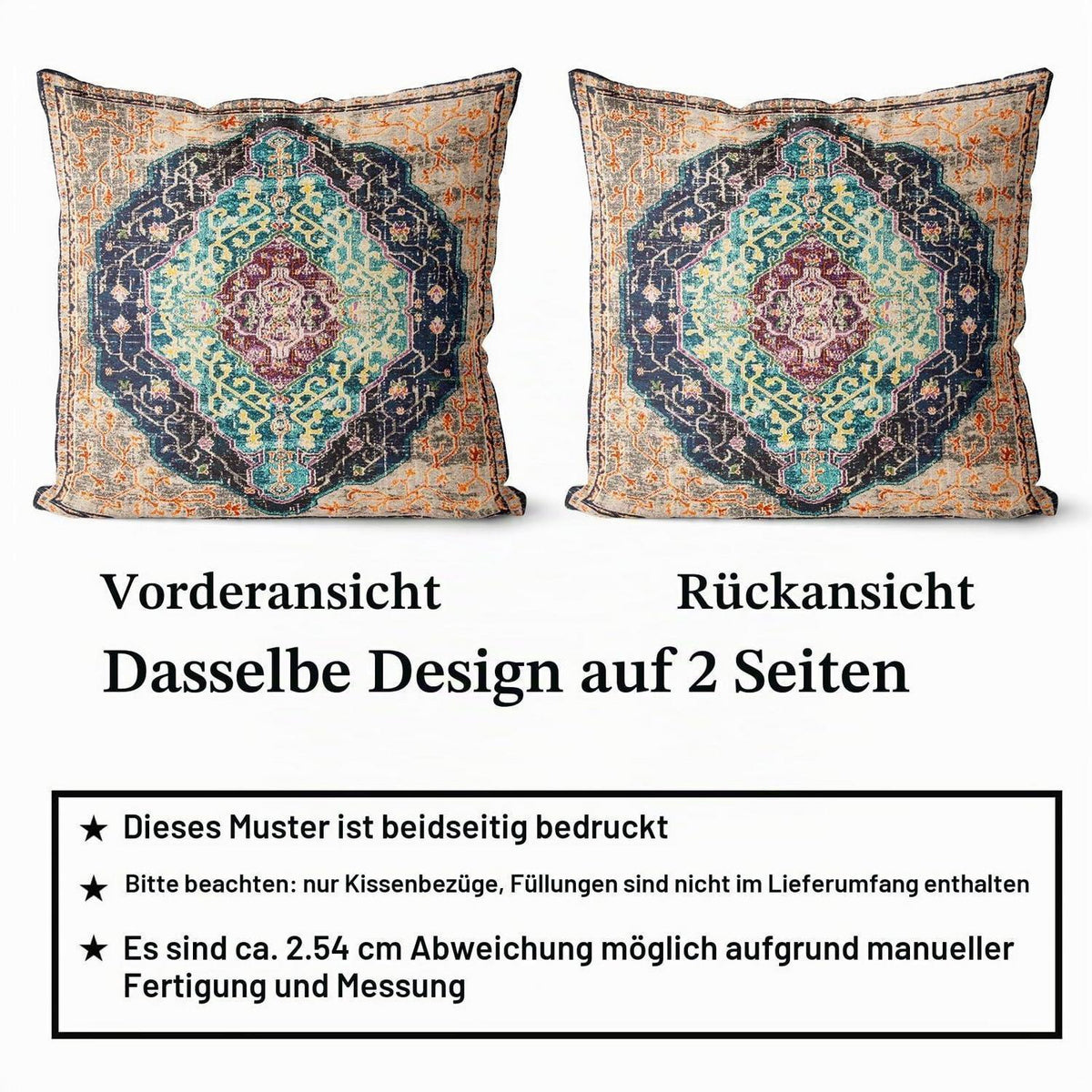 Boho Kissenbezüge 2er Set – Burlywood, Vintage Design 50x50 cm