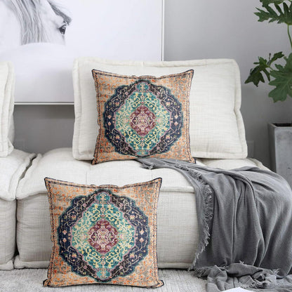 Boho Kissenbezüge 2er Set – Burlywood, Vintage Design 50x50 cm