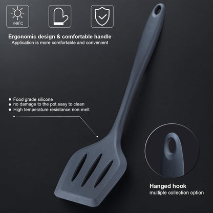 18-teiliges Küchenmesser-Set mit Silikon-Utensilien & Messerblock Grau