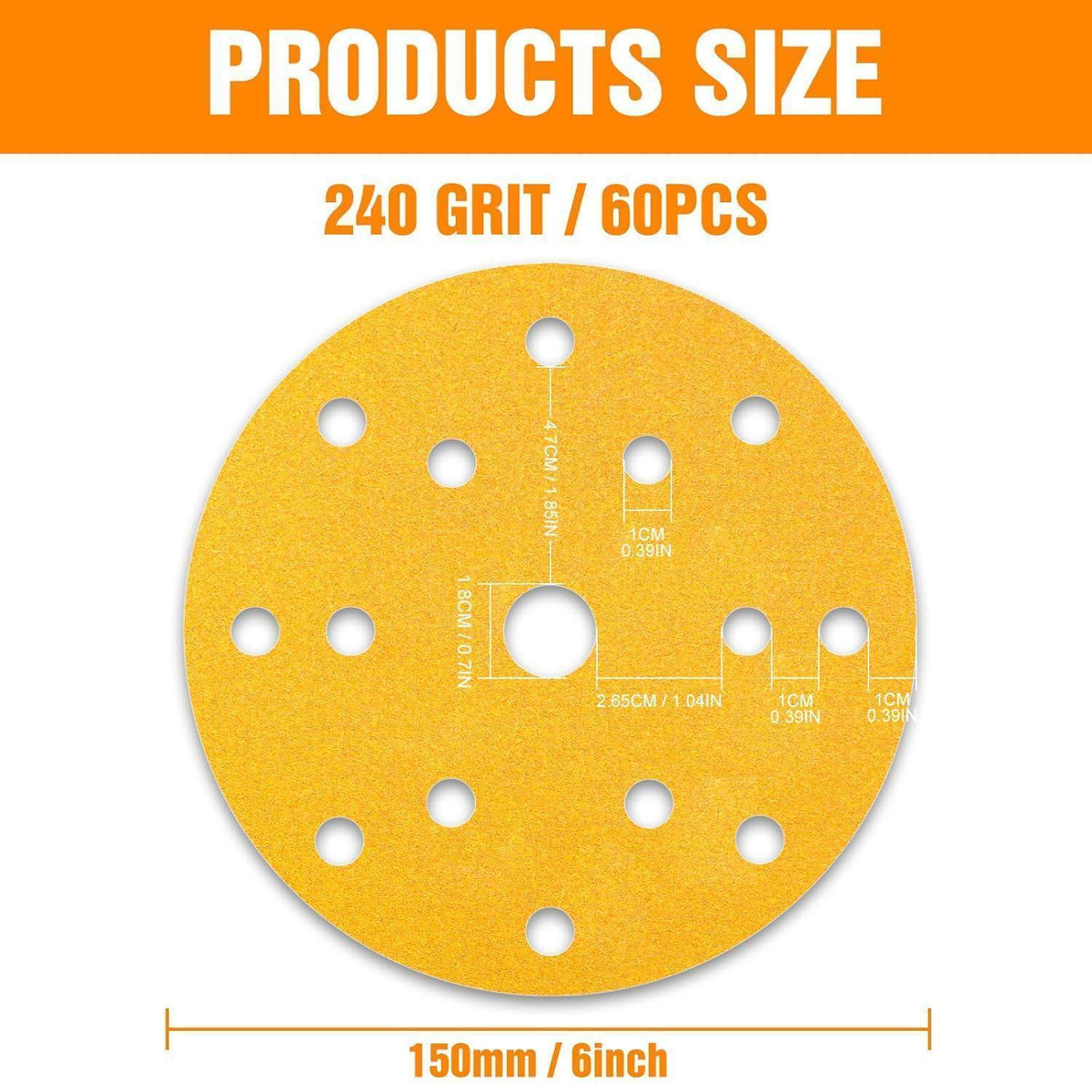 Schleifscheiben 150mm Klett 240er Körnung 15 Loch (60 Stk.)
