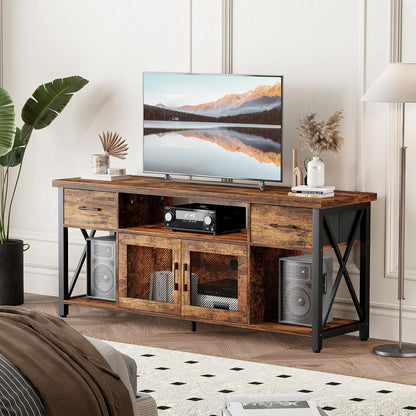 TV Schrank im Industriestil mit Schranktüren für 45/50/55 Zoll Fernseher