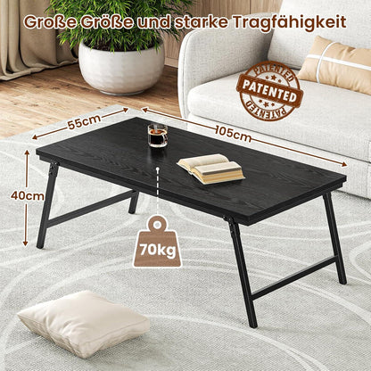 Klappbarer Couchtisch Holz Schwarz 105x55x40cm