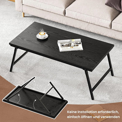 Klappbarer Holz-Couchtisch Wohnzimmer-Schwarz 105x55x40cm