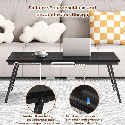 Klappbarer Couchtisch Schwarz Holz 105x55x40cm Wohnzimmer Büro