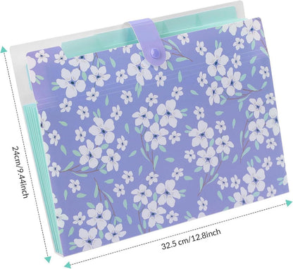 Dokumentenmappe A4 Floral Organizer Folder mit Fächern und Schnalle