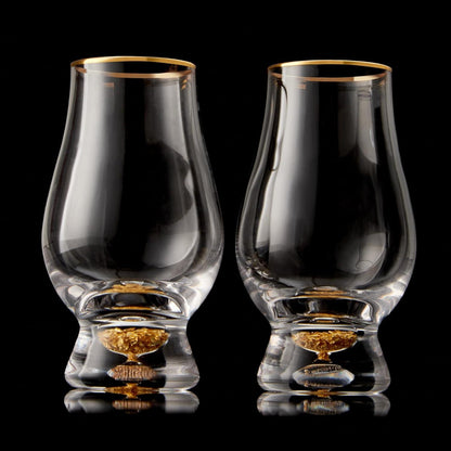 Kristall Whisky Gläser 2er Set mit 24K Blattgoldflocken