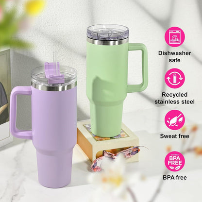 Thermobecher mit Henkel 1,2L Vakuumisoliert Spülmaschinenfest Fuchsia