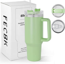 Isolierter Thermobecher mit Griff und Strohhalm 1,2L, Auslaufsicherer