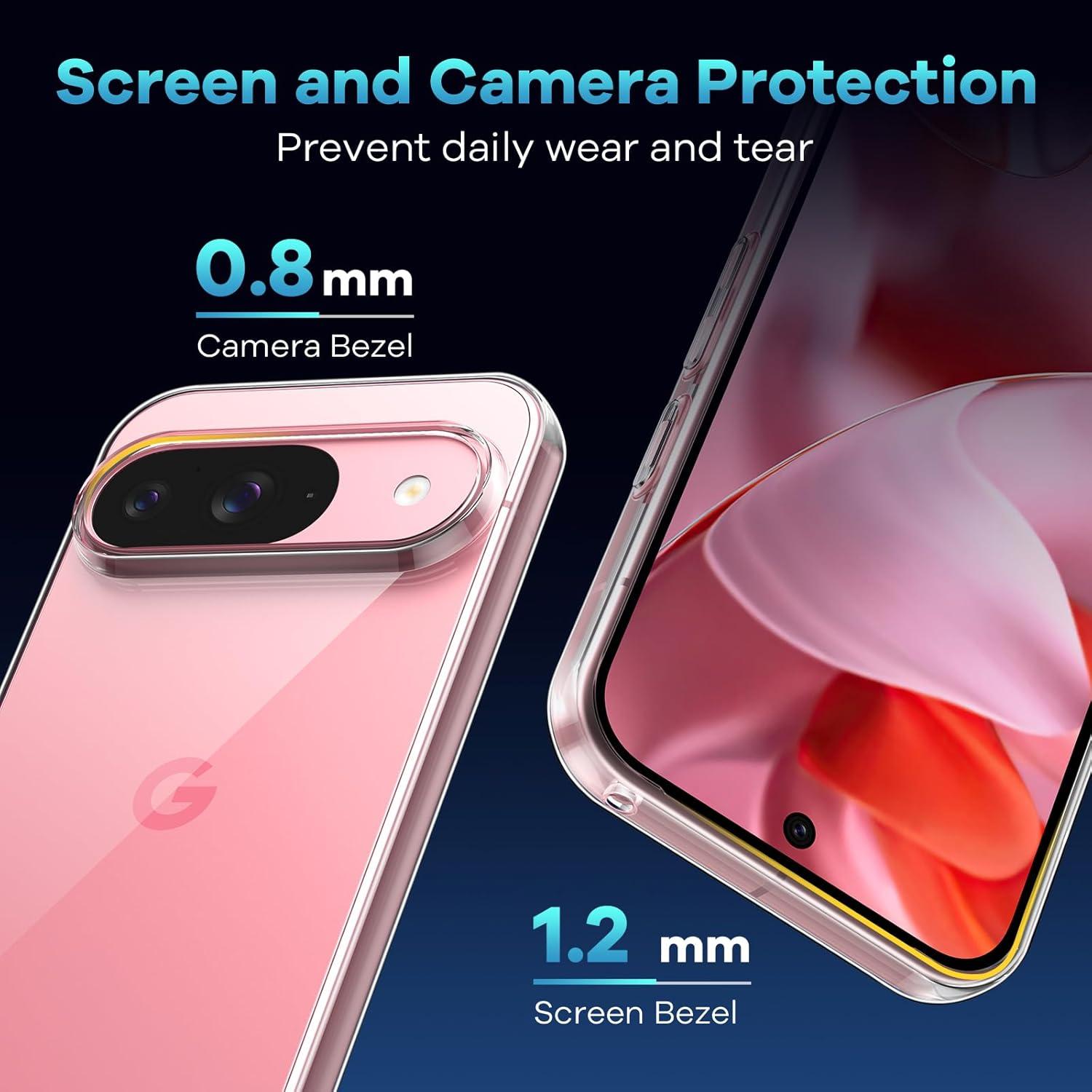 Transparente Stoßfeste Handyhülle + Panzer Schutz-Glas für Google Pixel 9/9 Pro