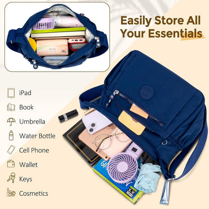 WACCET Umhängetasche Damen Groß Wasserdicht Nylon Schultertasche Reisen