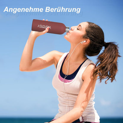Isolierte Trinkflasche Edelstahl 500 ml Wasser kalt Thermo Auslaufschutz Rot