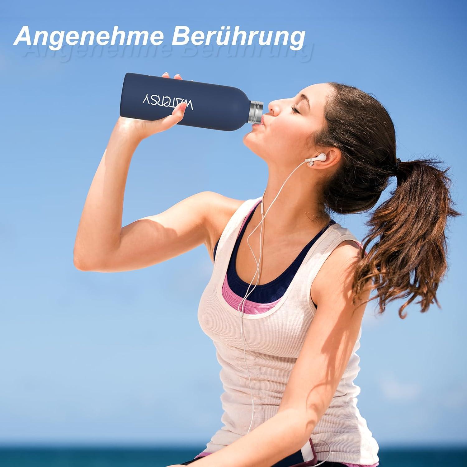 Isolierte Trinkflasche Edelstahl 500ml Thermosflasche Sport 24h kalt