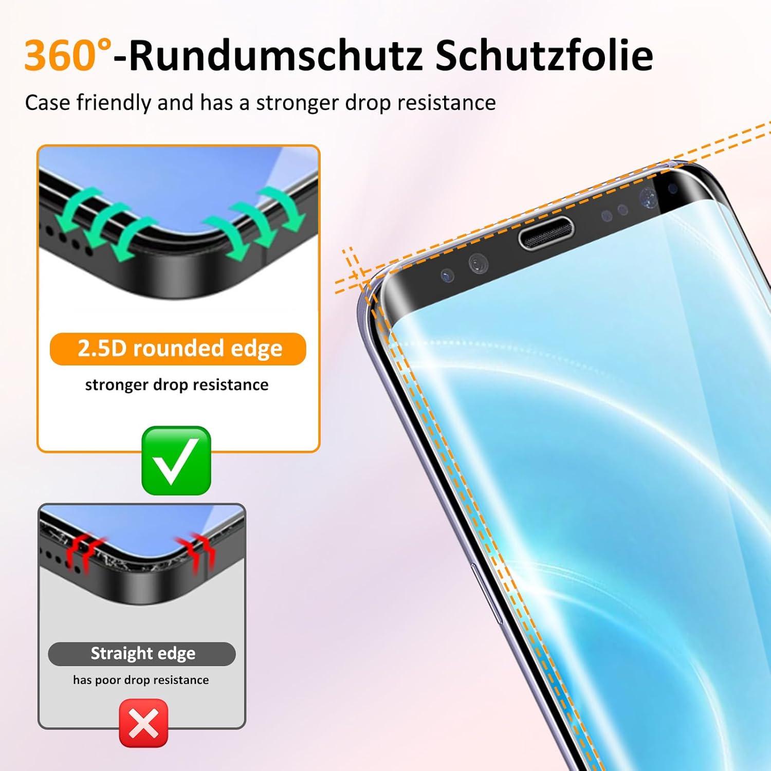 2x Panzerglas Schutzfolie Samsung Galaxy S8 HD Displayschutz 9H