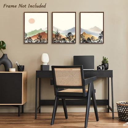 Abstrakte Berg Poster Set Wald Sonne Leinwand Wanddeko 30x40 3er Set