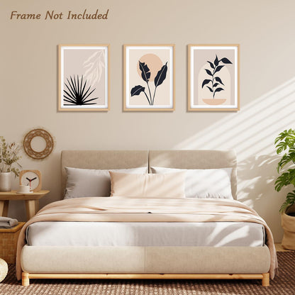 Abstrakte Boho Wanddekoration Poster Set von 3, Grün Sonne Salbei
