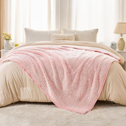 Kuscheldecke Sherpa 228x228 cm Rosa Extra Weich & Warm