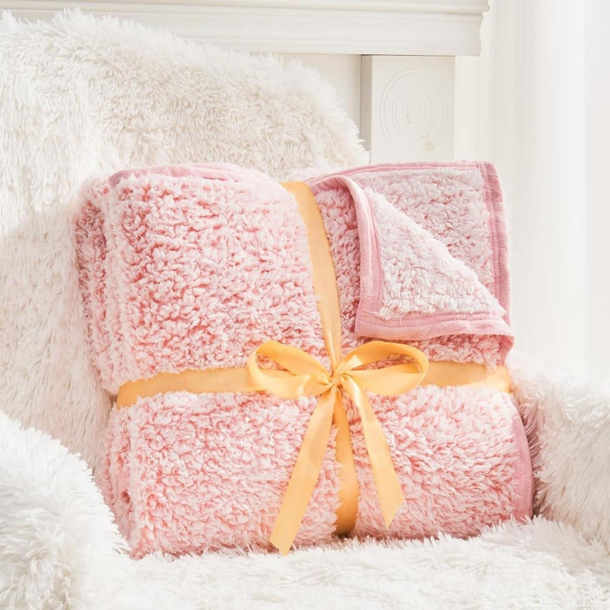 Kuscheldecke Sherpa 228x228 cm Rosa Extra Weich & Warm