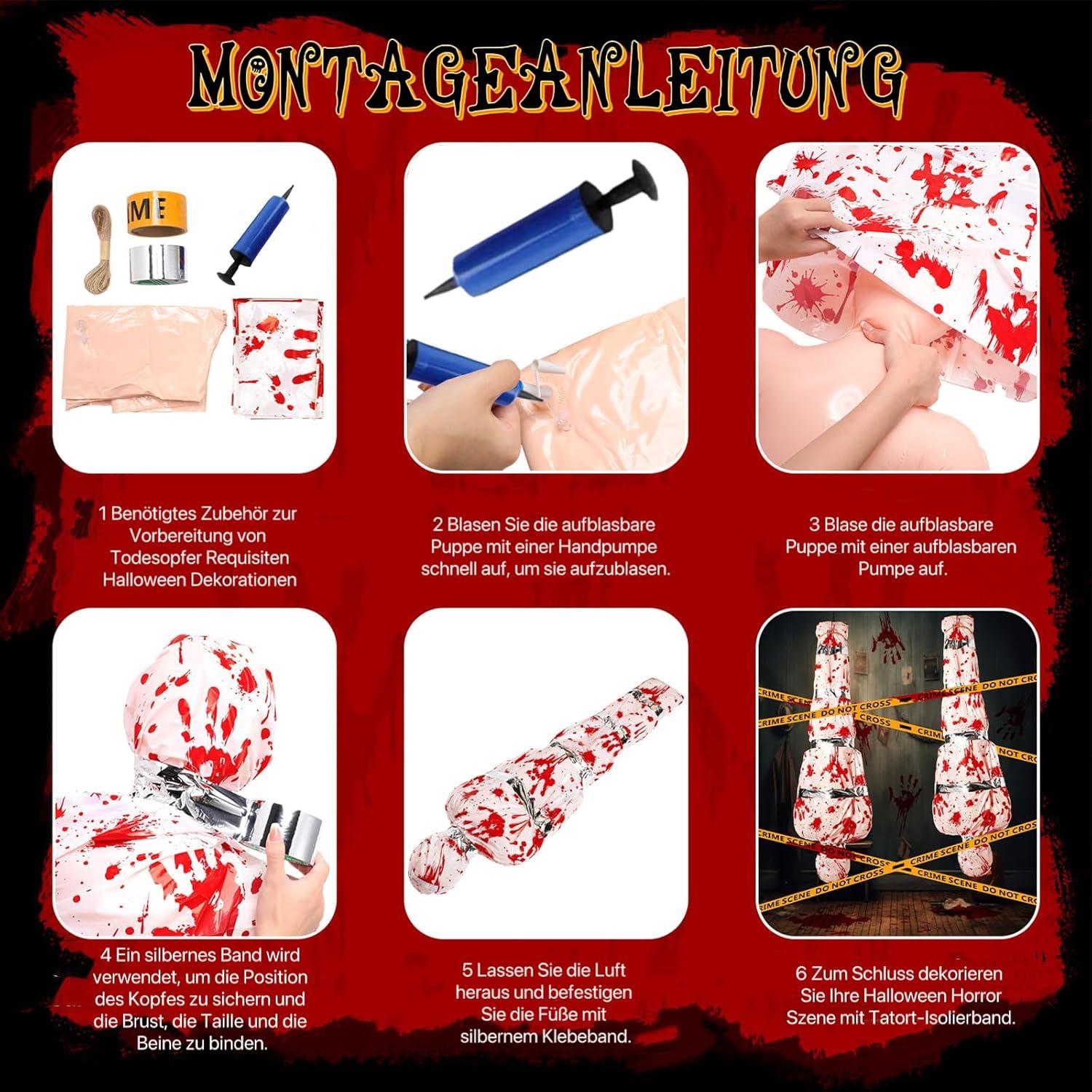Halloween Deko Set Leiche Aufblasbare Puppe Gruselige Figuren Outdoor
