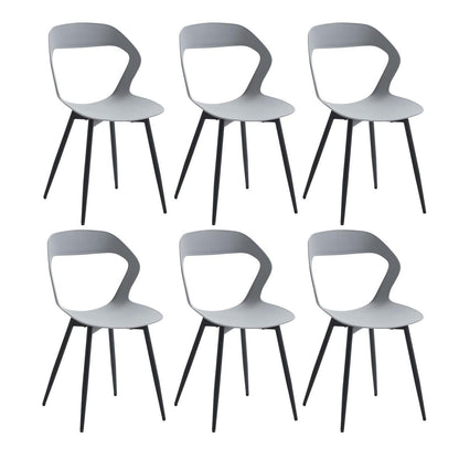 Nordischer Esszimmerstuhl Set 6er – Grau & Schwarz, Metallbeine