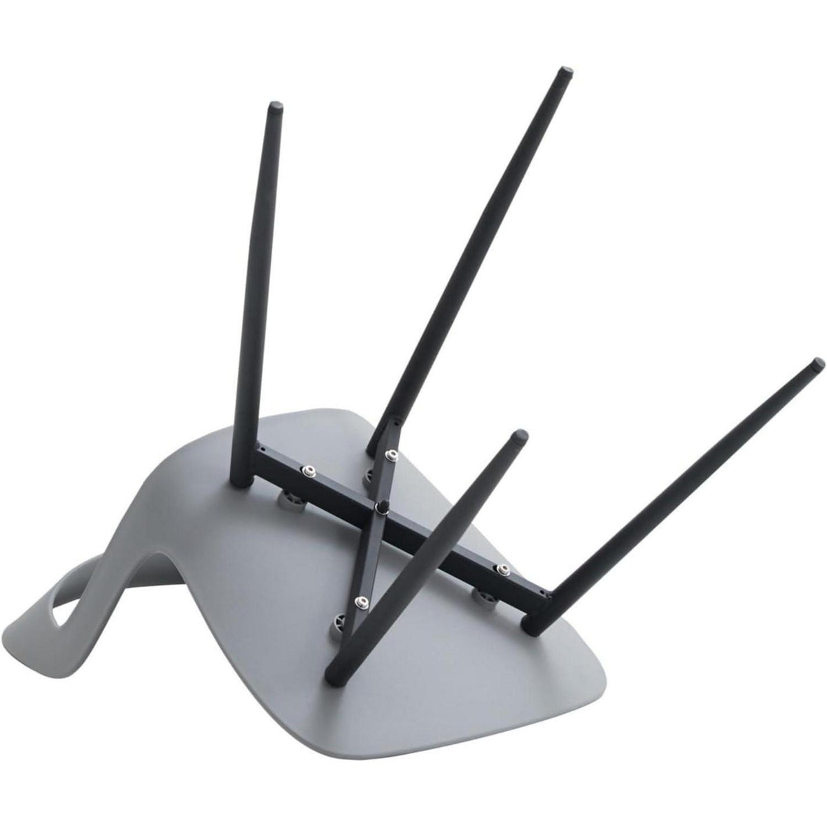 Nordischer Esszimmerstuhl Set 6er – Grau & Schwarz, Metallbeine