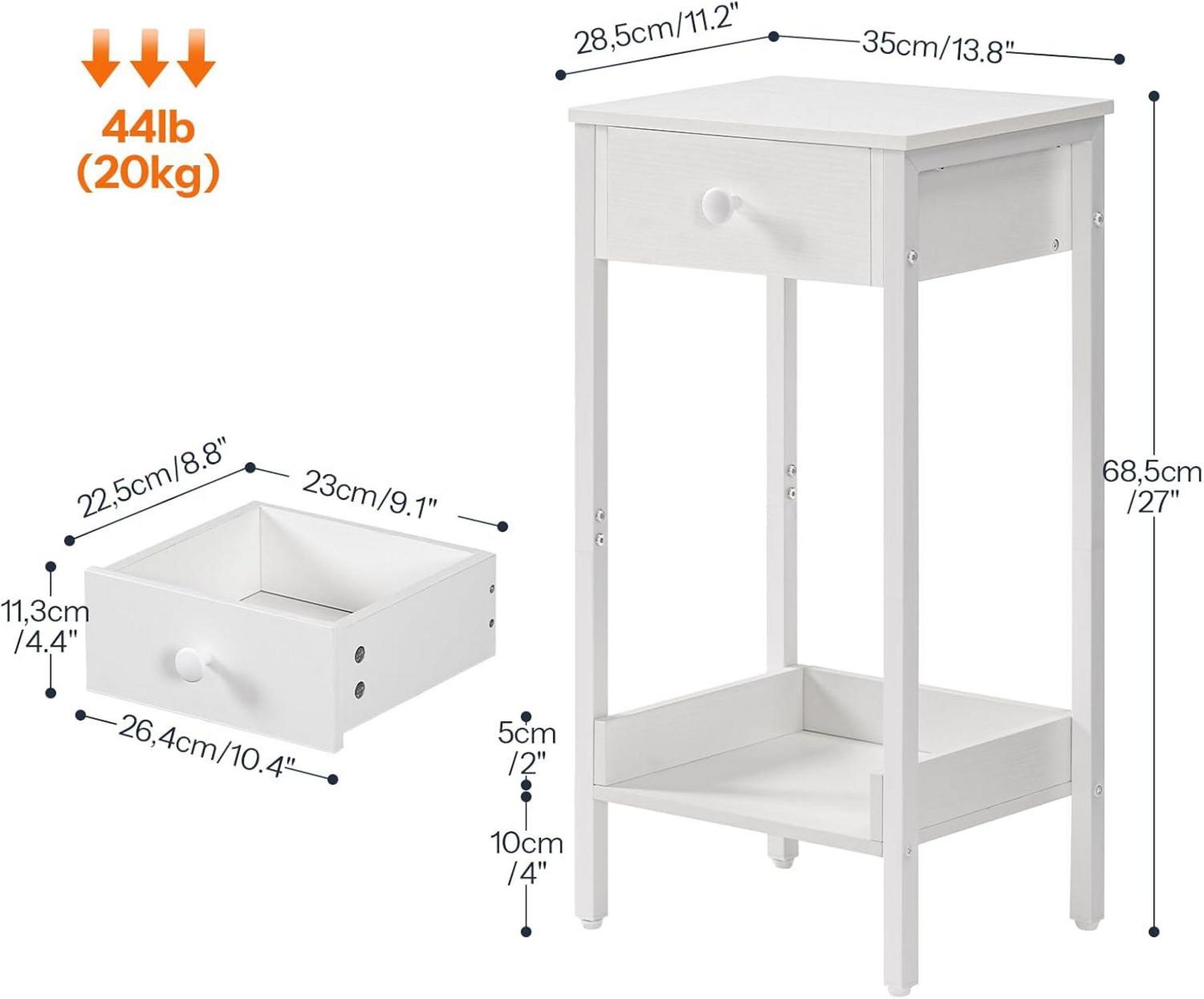 Beistelltisch Nachttisch mit Schublade Ablage Metallgestell