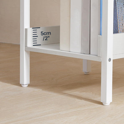 HOOBRO Beistelltisch mit Schublade und Ablage, Nachtkommode, Metallgestell