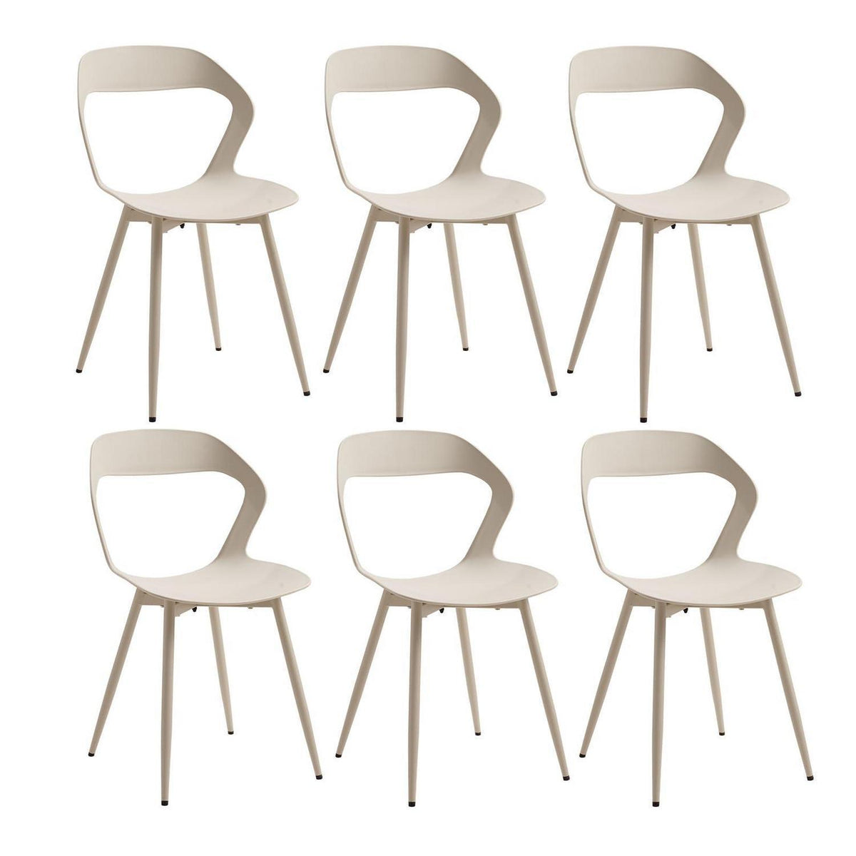 Nordischer Esszimmerstuhl Set 6er – Khaki, Metallbeine & Hohlrücken