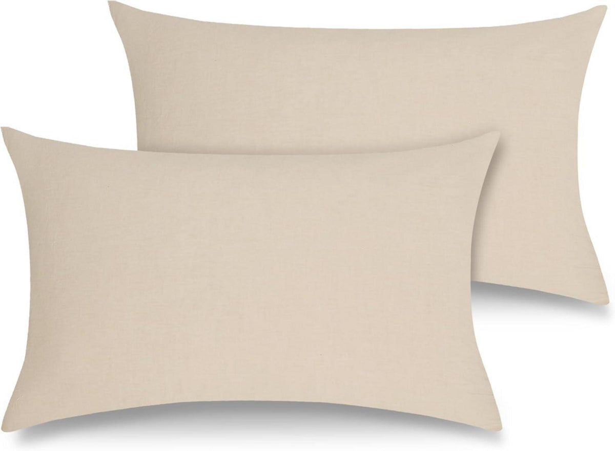 Kissenbezug 40x80 Beige 2er Set 100% Baumwolle Leinen Textur