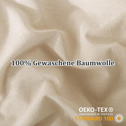 Kissenbezug 40x80 Beige 2er Set 100% Baumwolle Leinen Textur