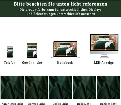 2er Set Kissenbezug 40x80 Dunkelgrün Gewaschene Baumwolle Leinen ÖkoTex