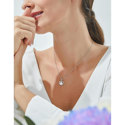 Silberkette Damen 925 mit Herzanhänger & 2 Karat Moissanite
