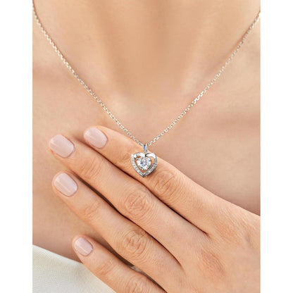 Silberkette Damen 925 mit Herzanhänger & 2 Karat Moissanite
