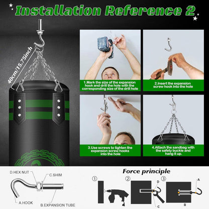 Boxsack Hängend Set Unausgefüllt Microfiber Leder Training Fitness MMA Kickboxen
