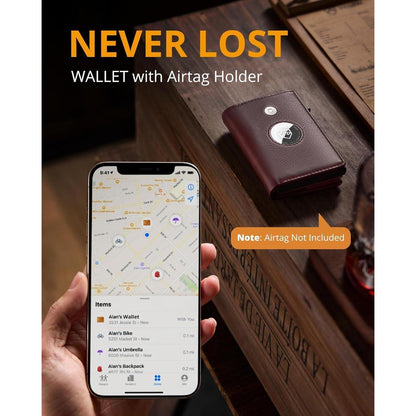 YESIIW RFID Herren Geldbörse Airtag Wallet mit Münzfach