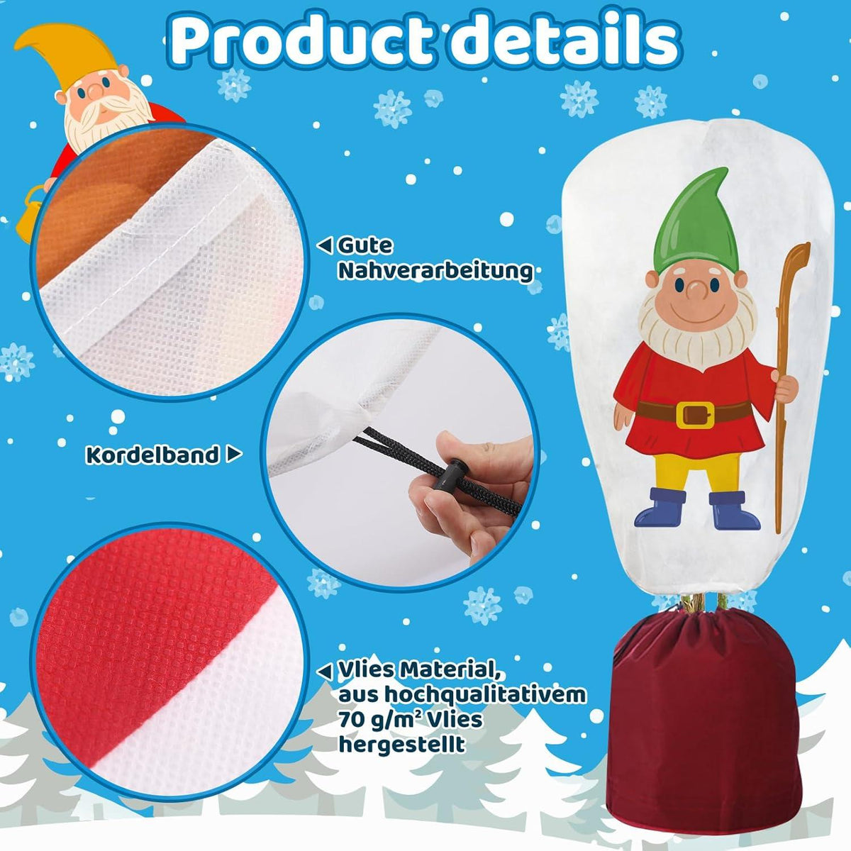 Winter-Deko-Vlieshaube Winterschutz Kübelpflanzen Frostschutz Jutesack