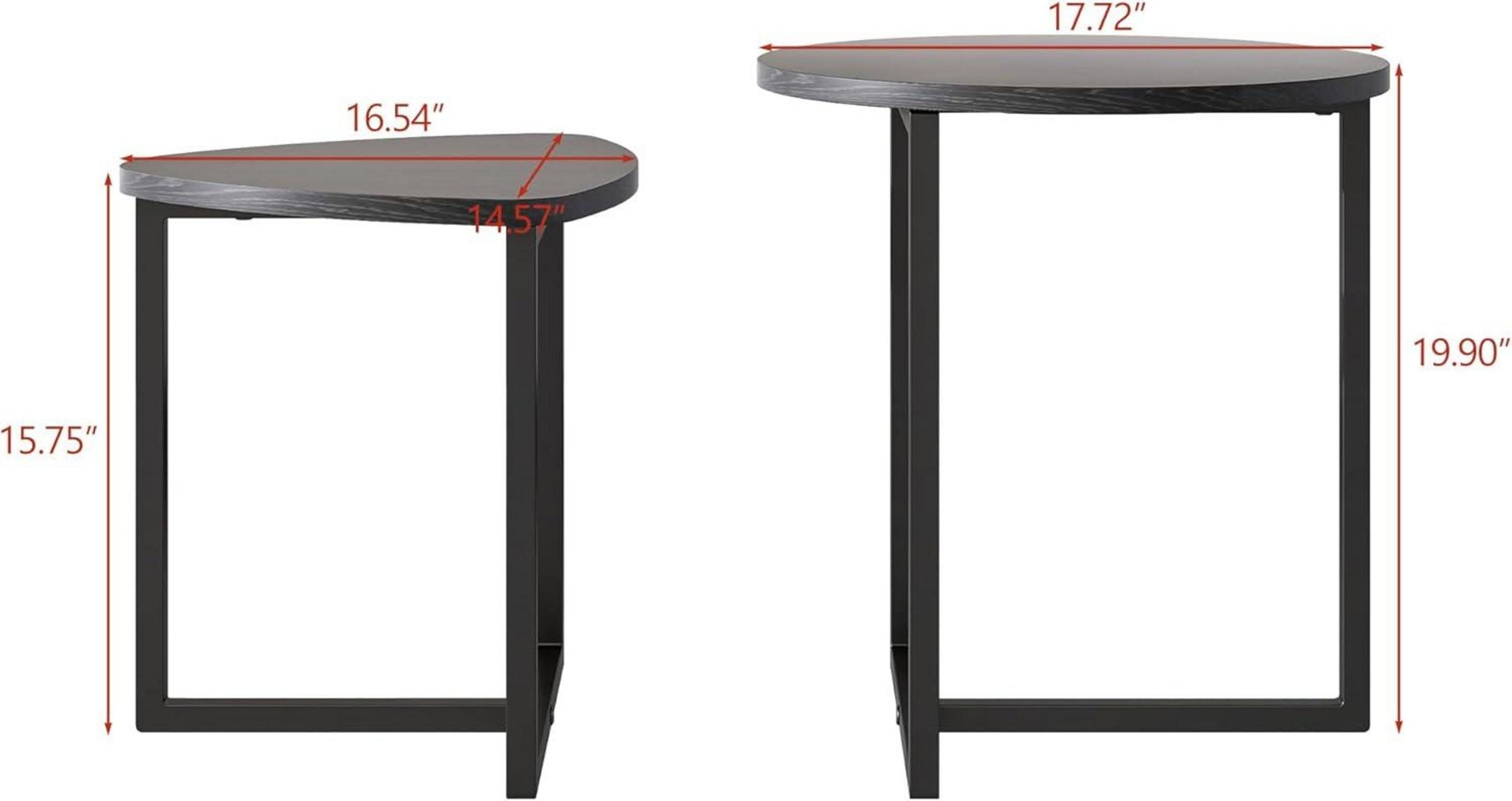 HOJINLINERO Couchtisch Rund 2er Set Holz Schwarz