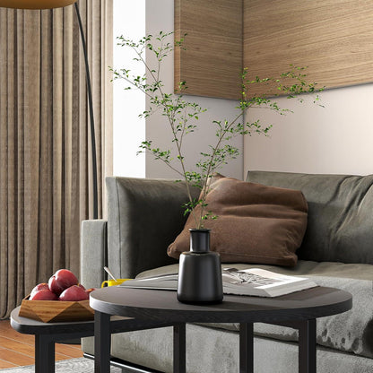 Couchtisch Set 2er Rund Holz Metall Schwarz Industrial Design