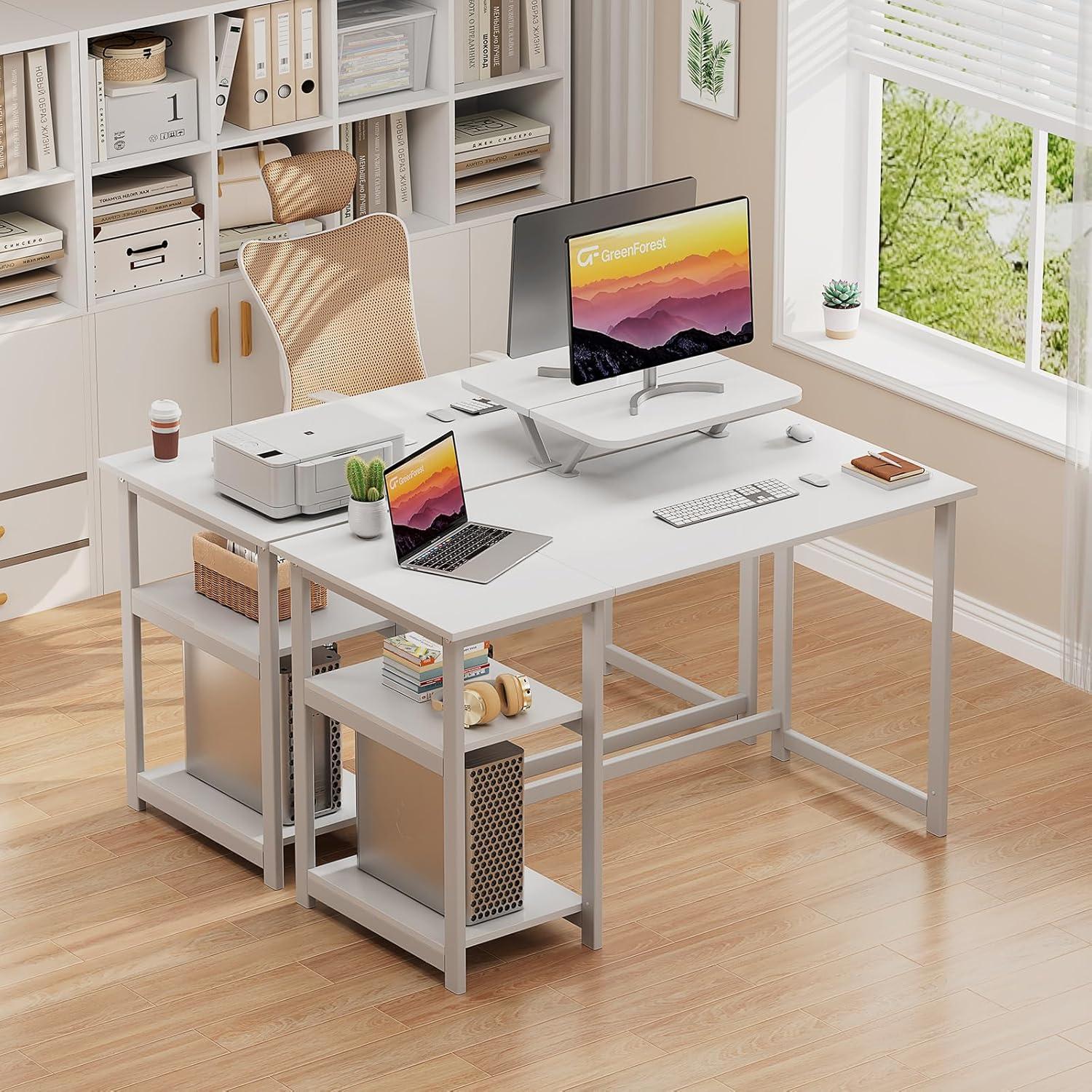 Kleiner Schreibtisch Weiß mit Stauraum, 100cm Computertisch PC Schreibtisch