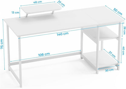 Schreibtisch mit Stauraum und Monitorständer 140cm