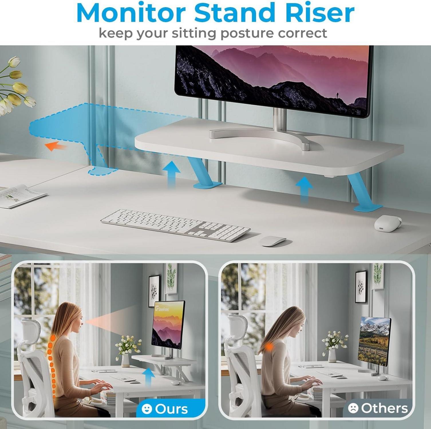 Schreibtisch mit Stauraum 140cm, Bürotisch PC Schreibtisch, Monitorständer, Home Office