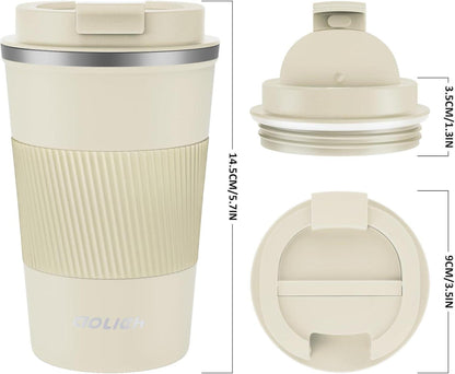 Aolieh Thermobecher Edelstahl 380ml Sand Isolierbecher Travel Mug
