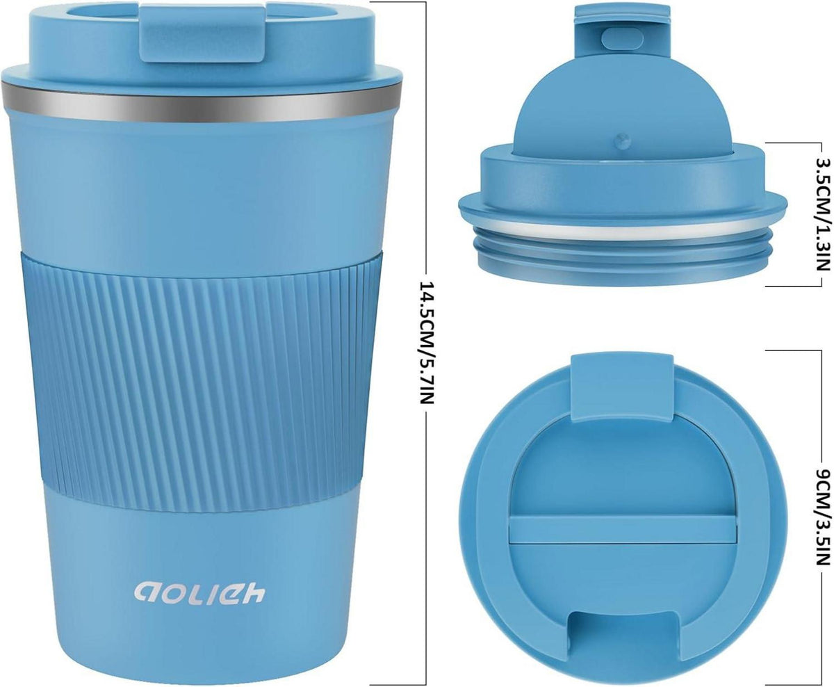 Aolieh Thermobecher 380ml Auslaufsicher Edelstahl Travel Mug Blau