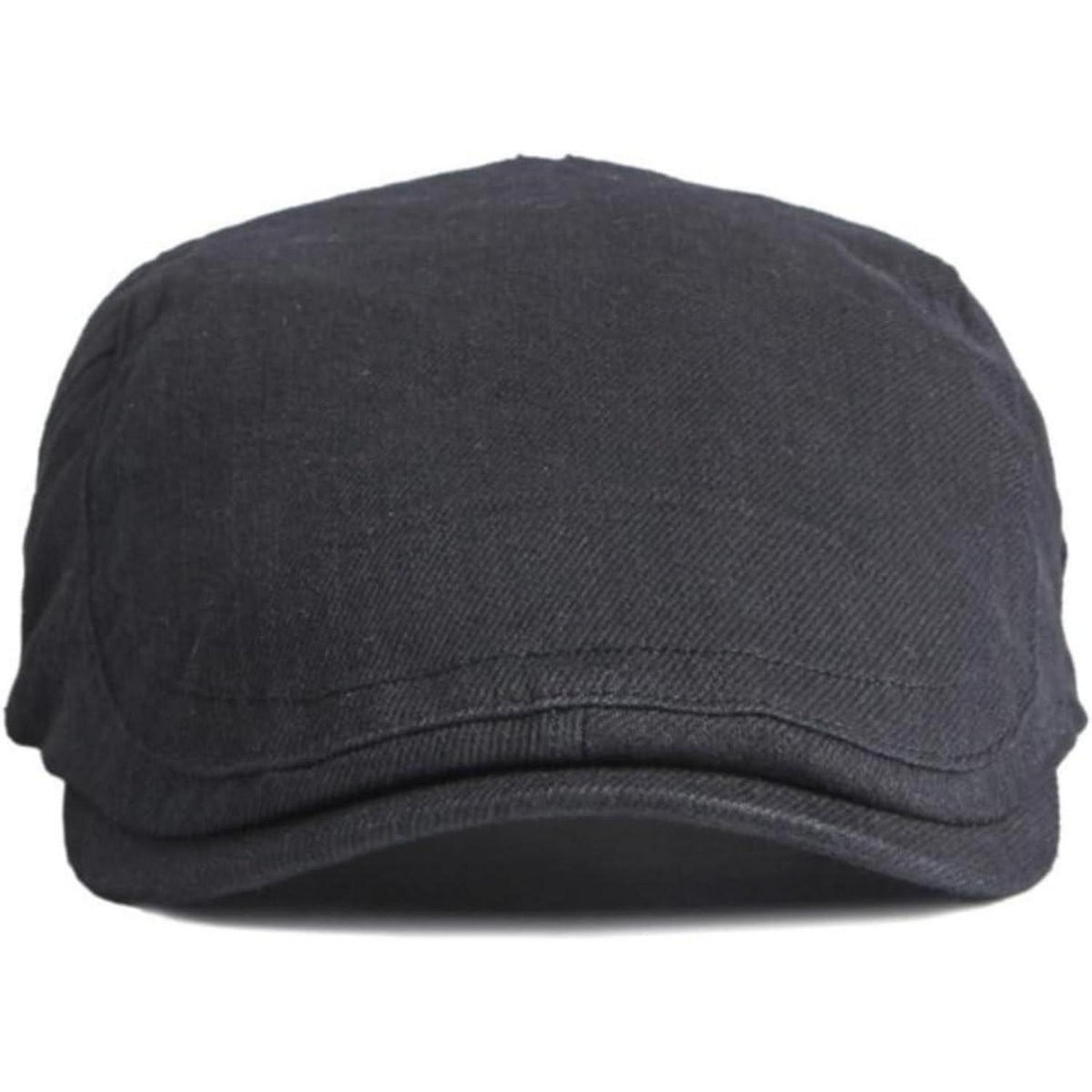 Baumwoll Flatcap Herren Sommer – Verstellbare Newsboy Cap Schwarz