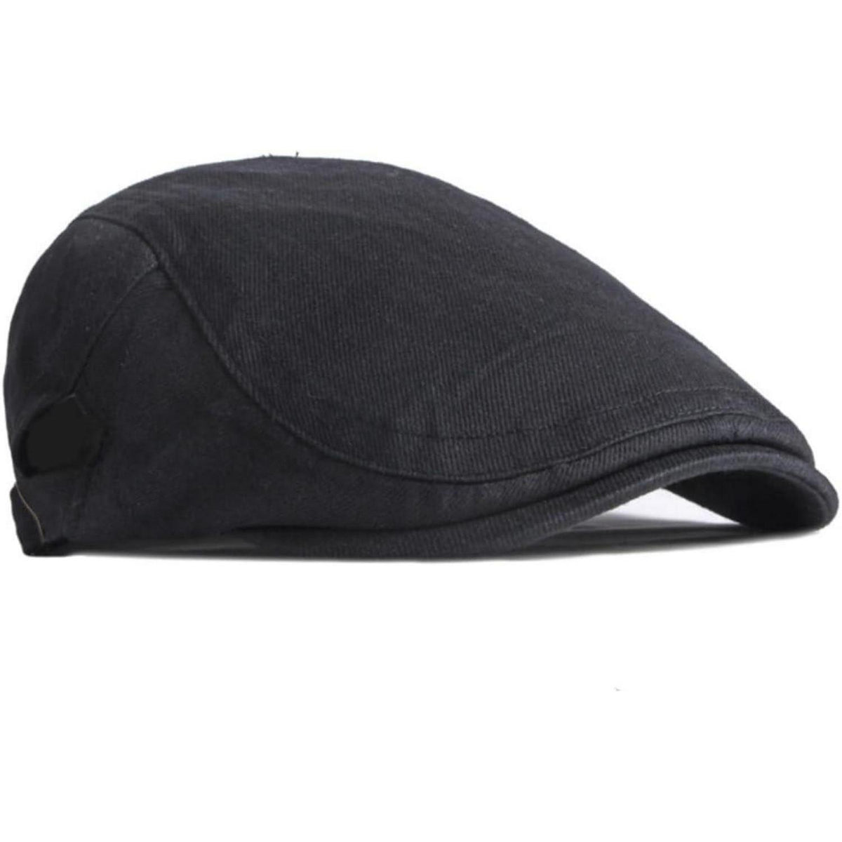 Baumwoll Flatcap Herren Sommer – Verstellbare Newsboy Cap Schwarz