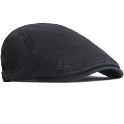 Baumwoll Flatcap Herren Sommer – Verstellbare Newsboy Cap Schwarz