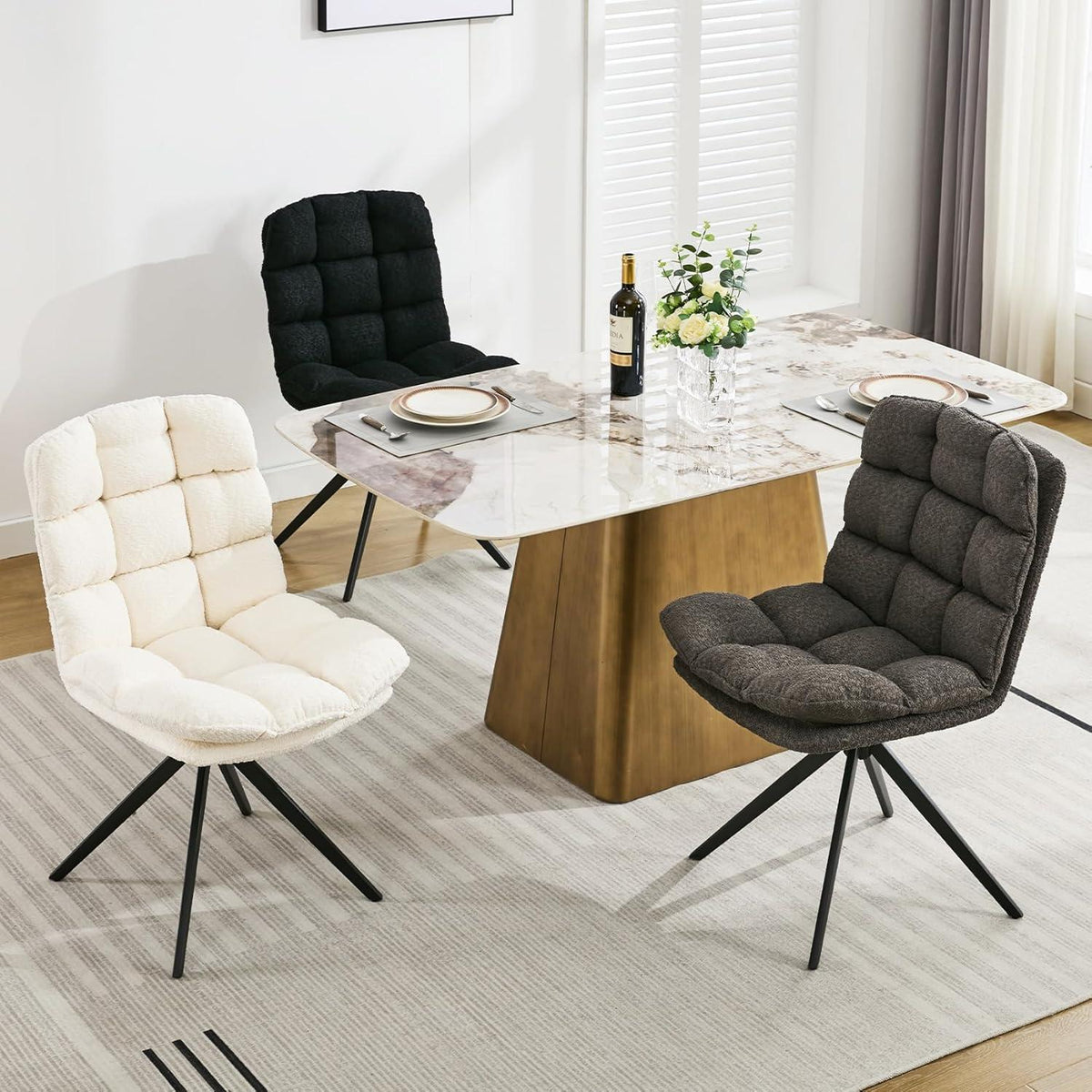 Drehbare Esszimmerstühle 6er Set, Grau – Komfort & Modernes Design