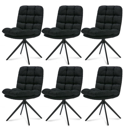 Esszimmerstühle 6er Set, Drehbar, Schwarz, Gepolstert & Komfortabel