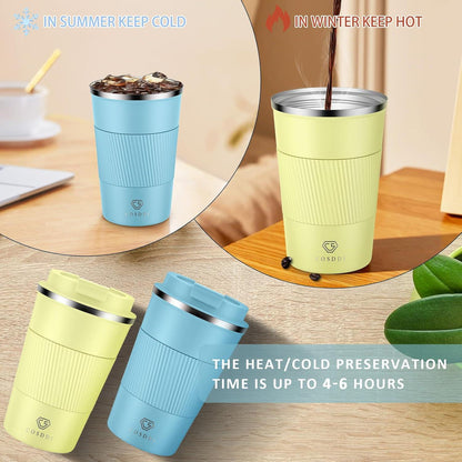 CS COSDDI Thermobecher Edelstahl Travel Mug 380 ml auslaufsicherer Isolierbecher Kaffee-to-go Becher