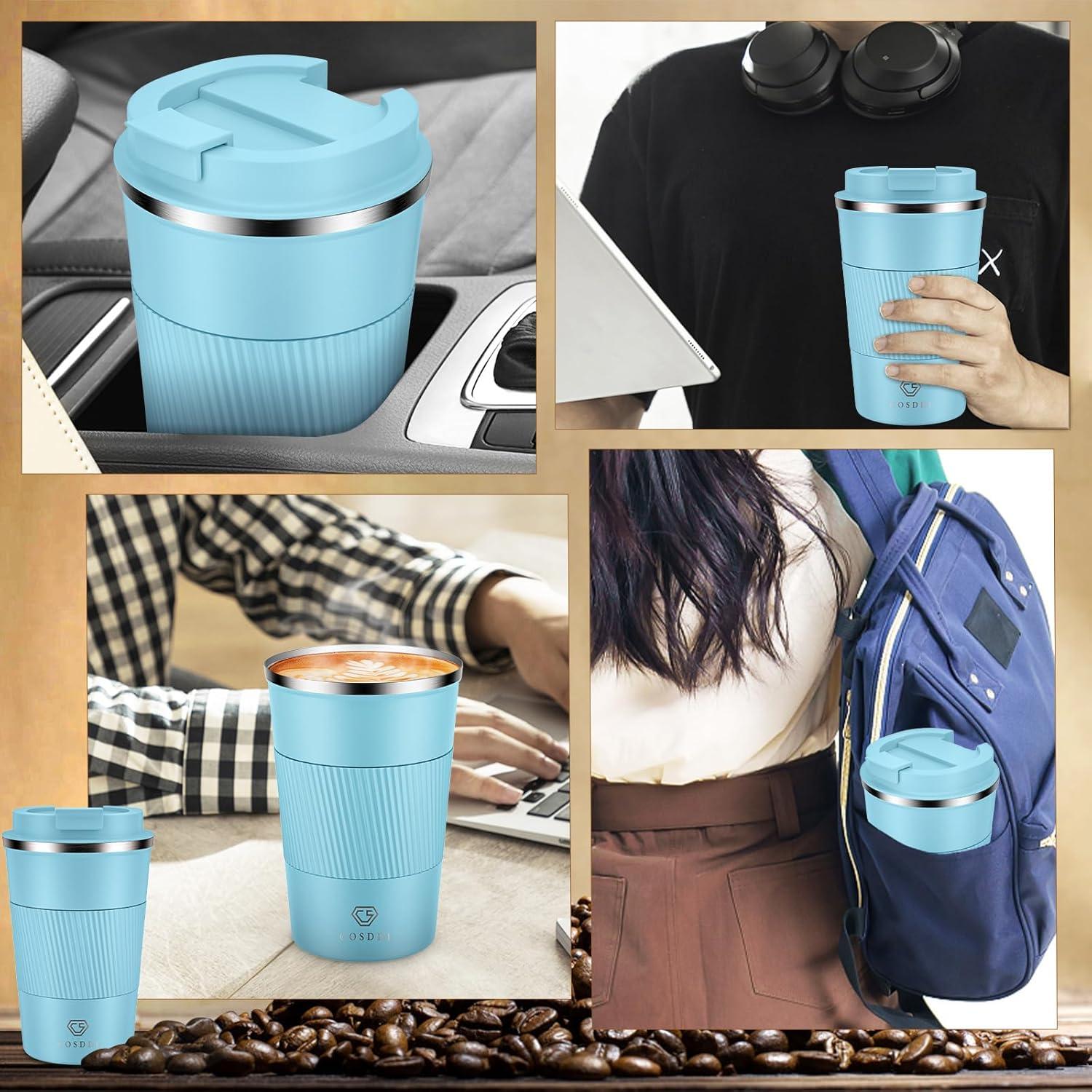 CS COSDDI Thermobecher 380ml Isolier Reisebecher Edelstahl Vakuum Kaffee Tee Mug